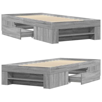Bed Frame without Mattress Grey Sonoma 75x190 cm Small Single Engineered Wood