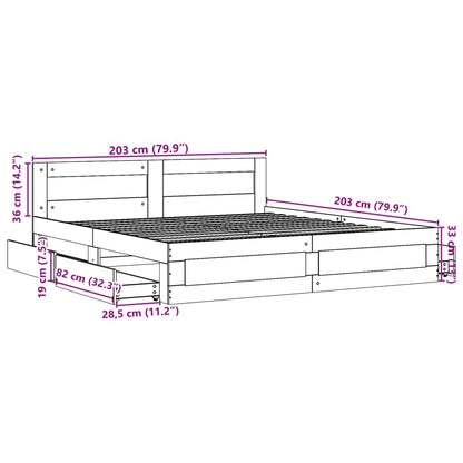 Bed Frame with Headboard without Mattress Concrete Grey 200x200 cm