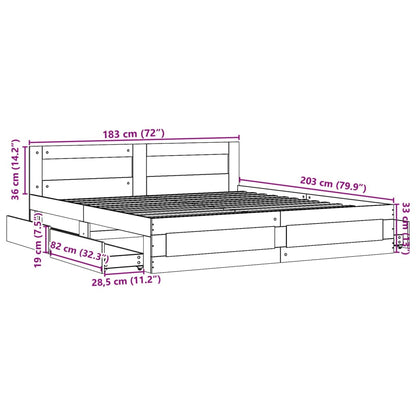Bed Frame with Headboard without Mattress Sonoma Oak 180x200 cm Super King