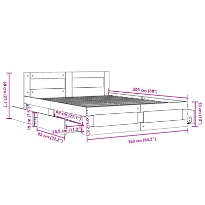 Bed Frame with Headboard without Mattress White 160x200 cm