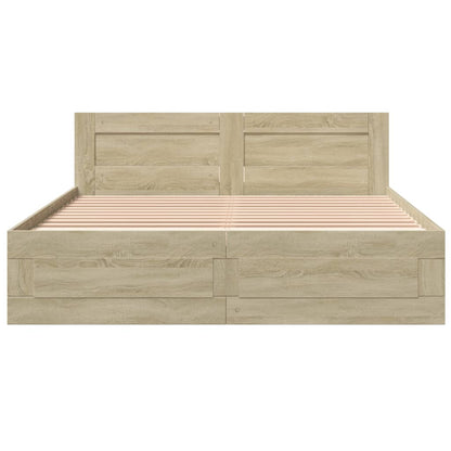 Bed Frame with Headboard without Mattress Sonoma Oak 160x200 cm