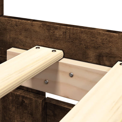 Bed Frame with Headboard without Mattress Smoked Oak 160x200 cm