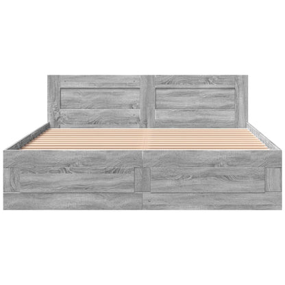 Bed Frame with Headboard without Mattress Grey Sonoma 160x200 cm