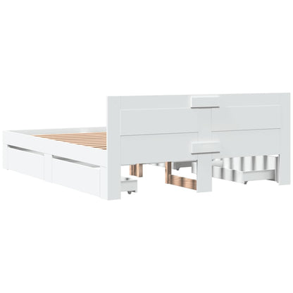 Bed Frame with Headboard without Mattress White 150x200 cm King Size