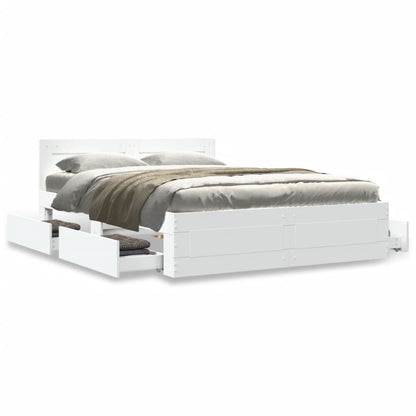 Bed Frame with Headboard without Mattress White 140x200 cm