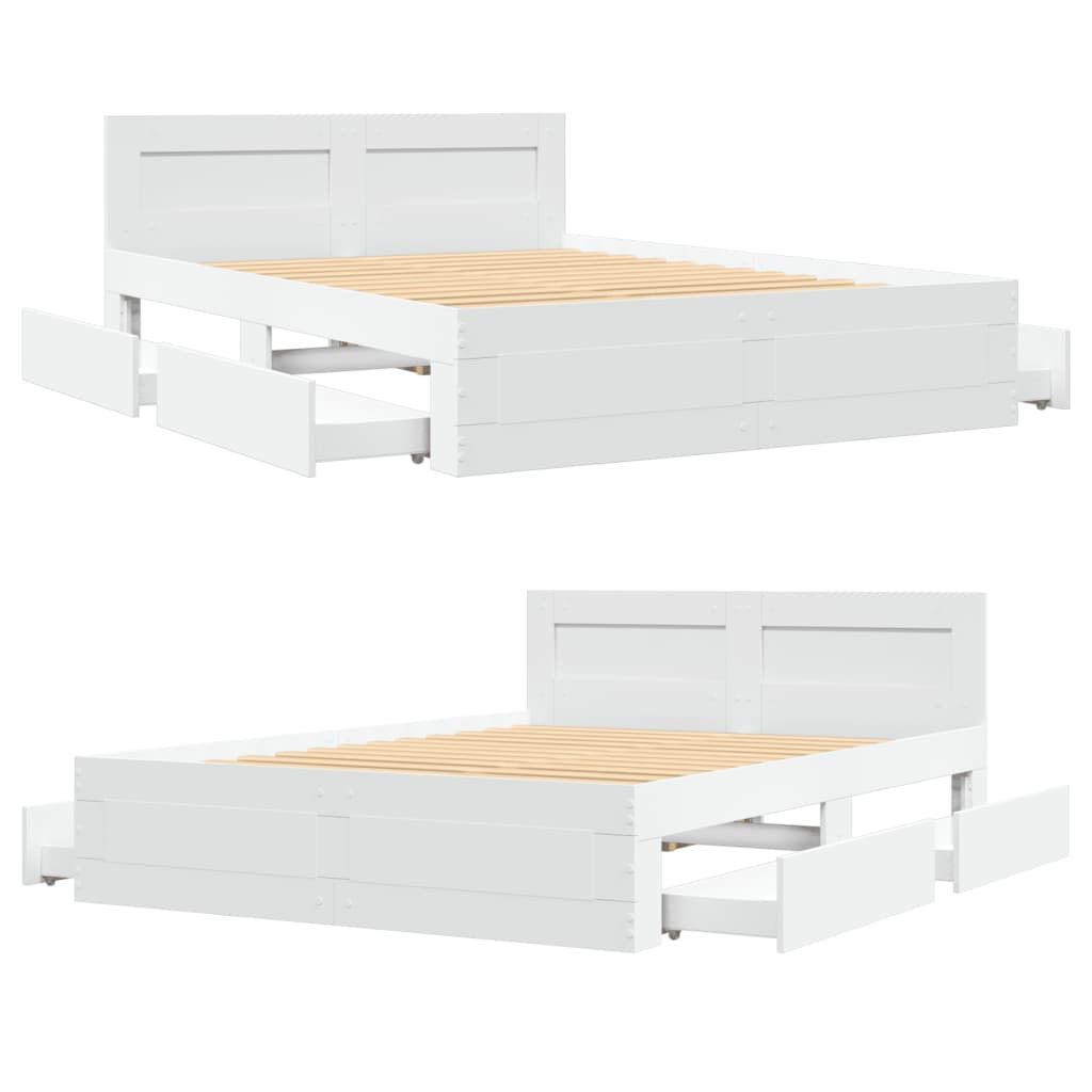 Bed Frame with Headboard without Mattress White 140x200 cm
