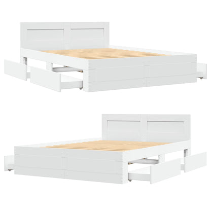 Bed Frame with Headboard without Mattress White 140x200 cm