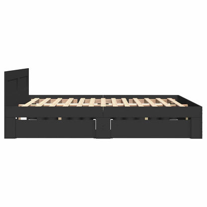 Bed Frame with Headboard without Mattress Black 140x200 cm