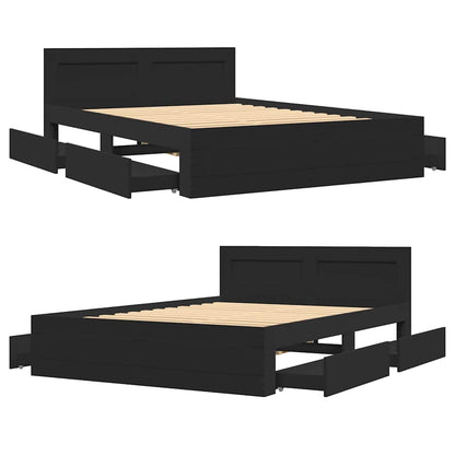Bed Frame with Headboard without Mattress Black 140x200 cm