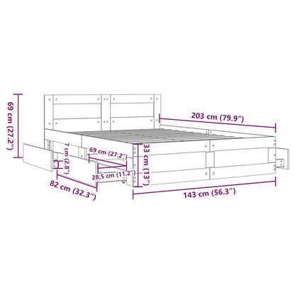 Bed Frame with Headboard without Mattress Black 140x200 cm