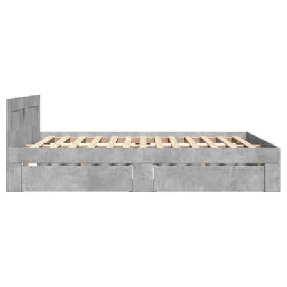 Bed Frame with Headboard without Mattress Concrete Grey 140x200 cm