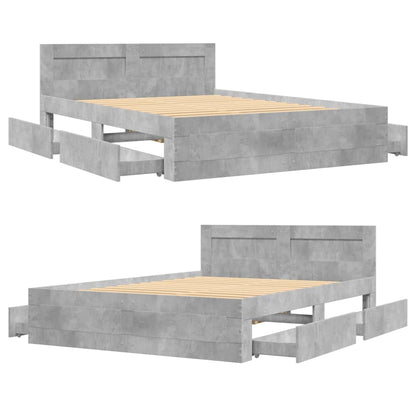 Bed Frame with Headboard without Mattress Concrete Grey 140x200 cm