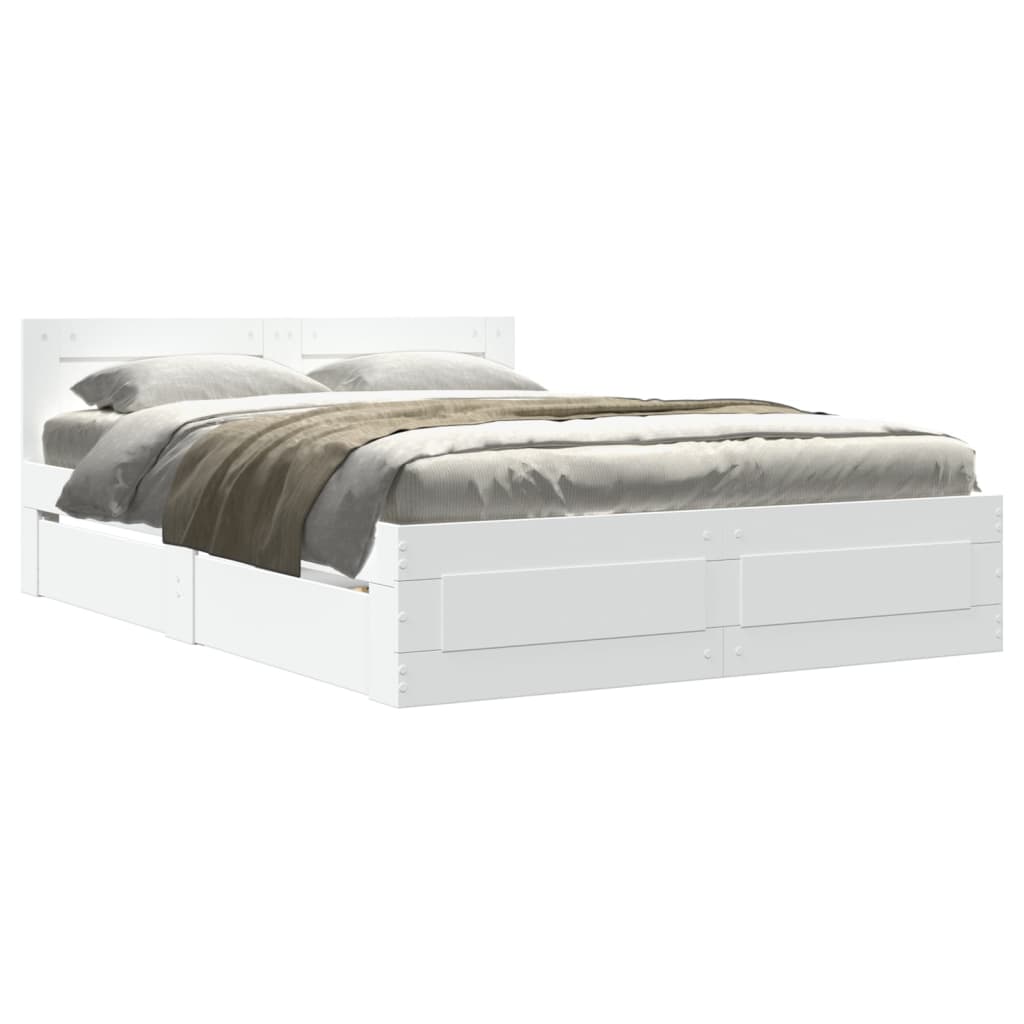 Bed Frame with Headboard without Mattress White 120x200 cm