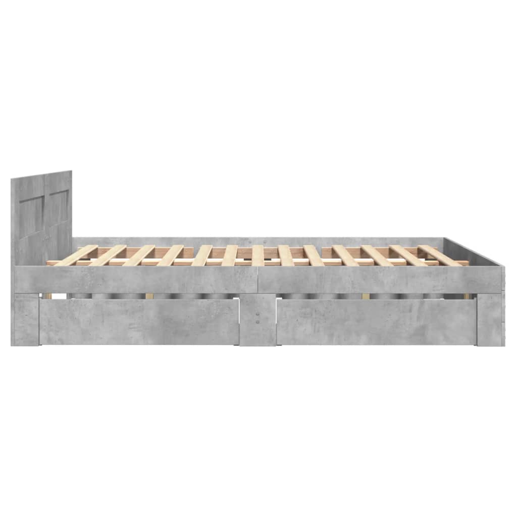 Bed Frame with Headboard without Mattress Concrete Grey 120x200 cm