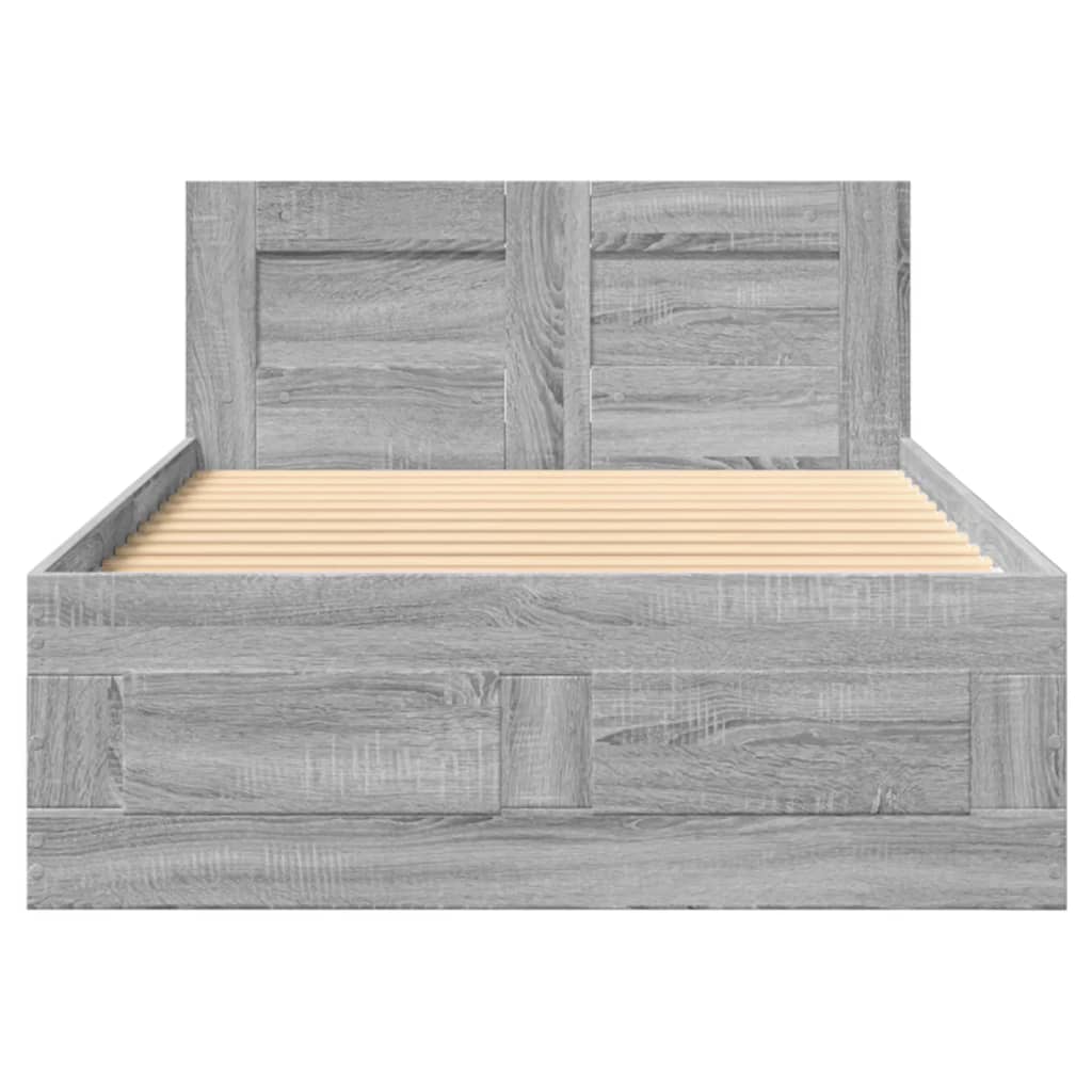 Bed Frame with Headboard without Mattress Grey Sonoma 90x200 cm