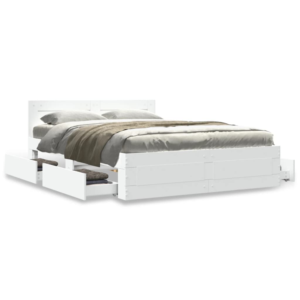 Bed Frame with Headboard without Mattress White 140x190 cm