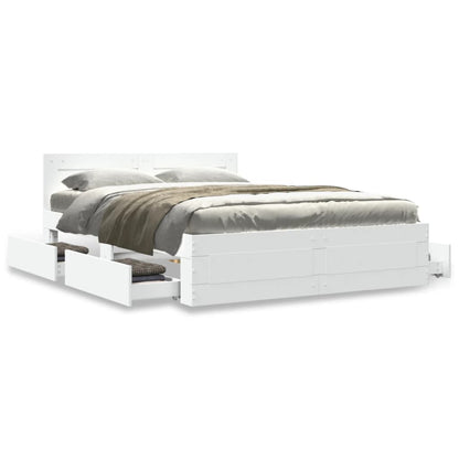 Bed Frame with Headboard without Mattress White 140x190 cm