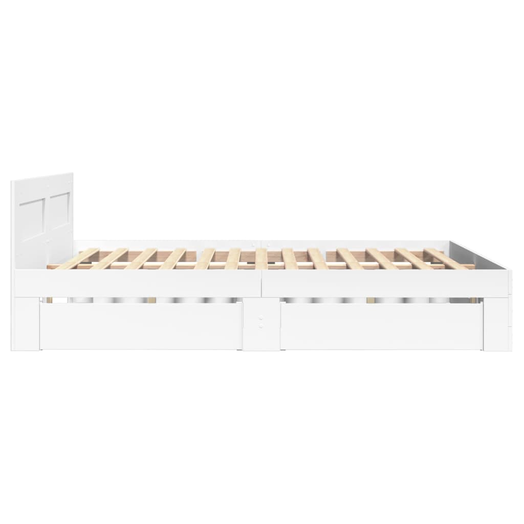 Bed Frame with Headboard without Mattress White 140x190 cm
