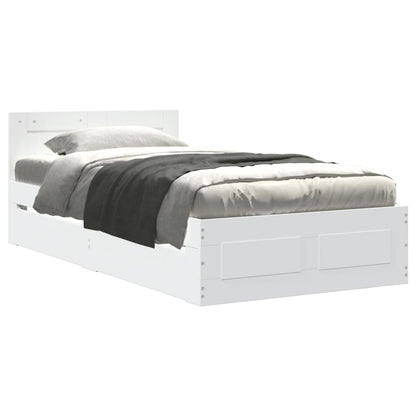Bed Frame with Headboard without Mattress White 75x190 cm Small Single