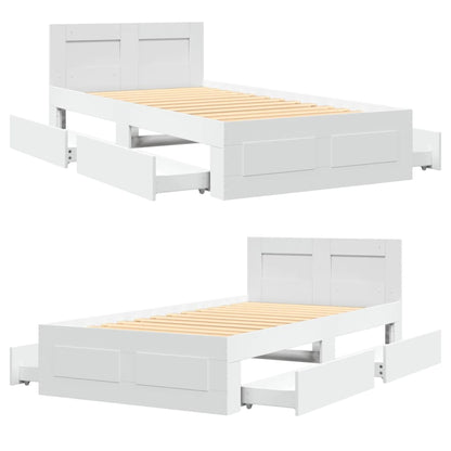 Bed Frame with Headboard without Mattress White 75x190 cm Small Single