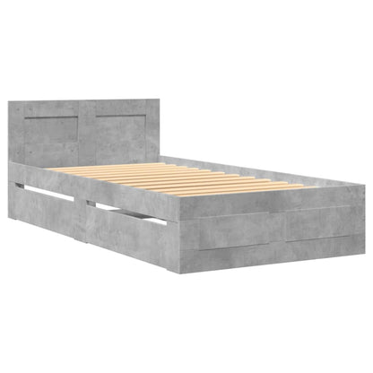 Bed Frame with Headboard without Mattress Concrete Grey 75x190 cm Small Single