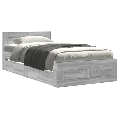 Bed Frame with Headboard without Mattress Grey Sonoma 75x190 cm Small Single