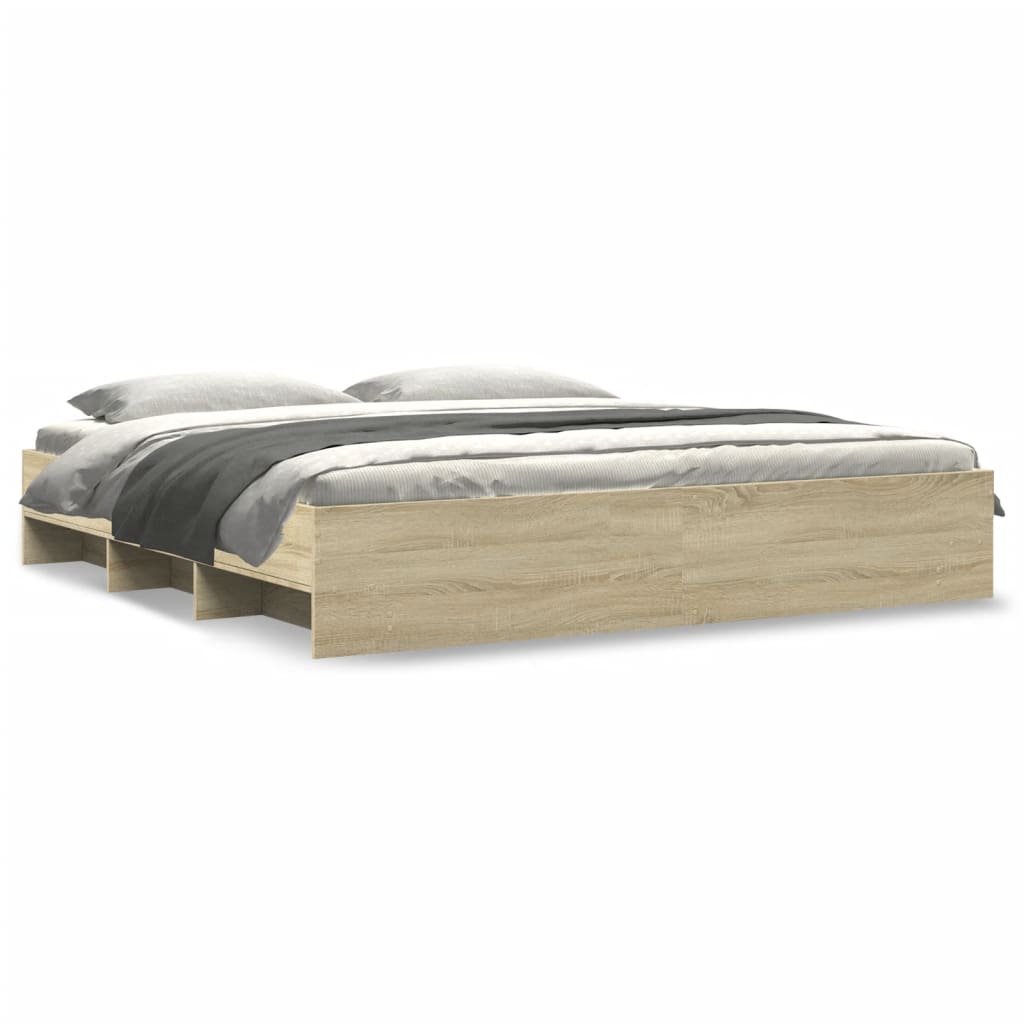 Bed Frame | Sonoma oak | Engineered wood | 200x200cm | Bed Frame