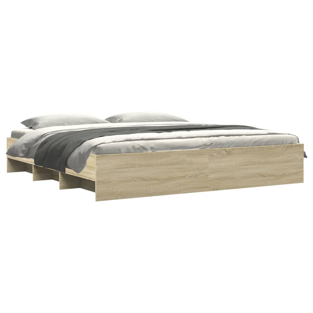 Bed Frame | Sonoma oak | Engineered wood | 200x200cm | Bed Frame