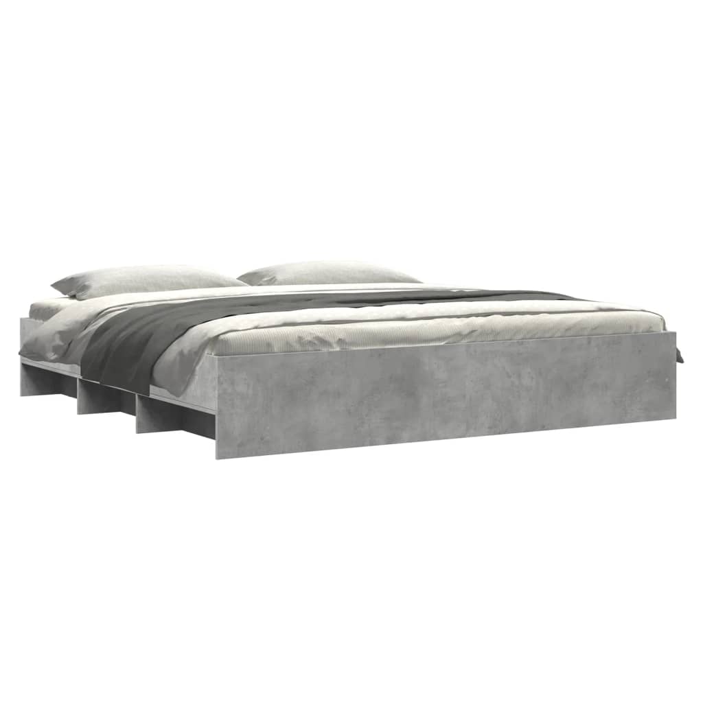 Bed Frame without Mattress Concrete Grey 200x200cm Engineered Wood