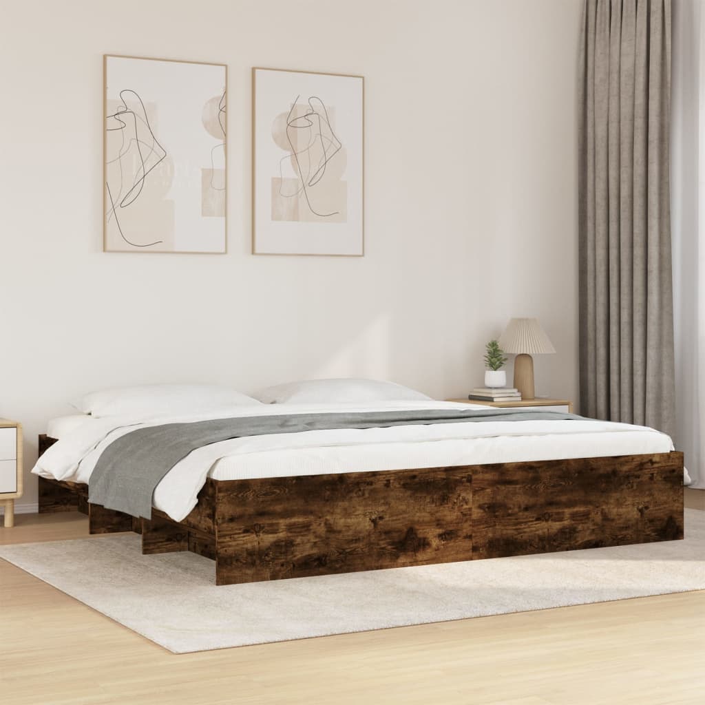 Bed Frame | Smoked Oak | Engineered wood | Double | Bed Frame