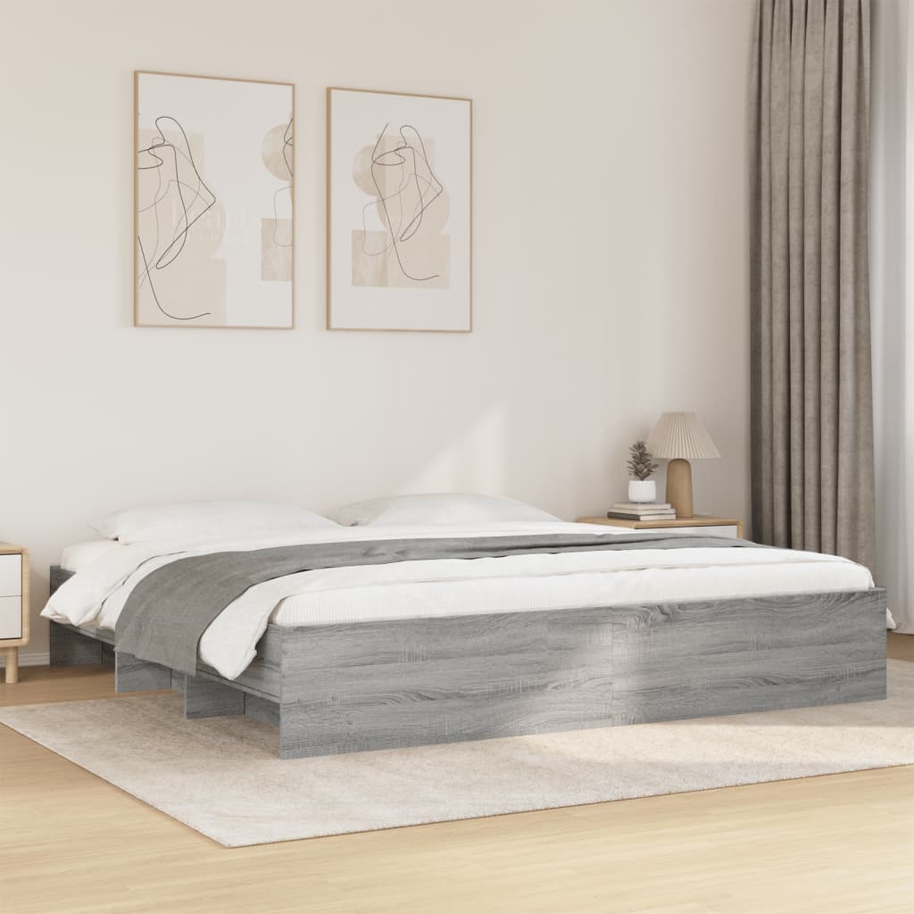 Bed Frame | Grey sonoma | Engineered wood, Plywood slats | Double