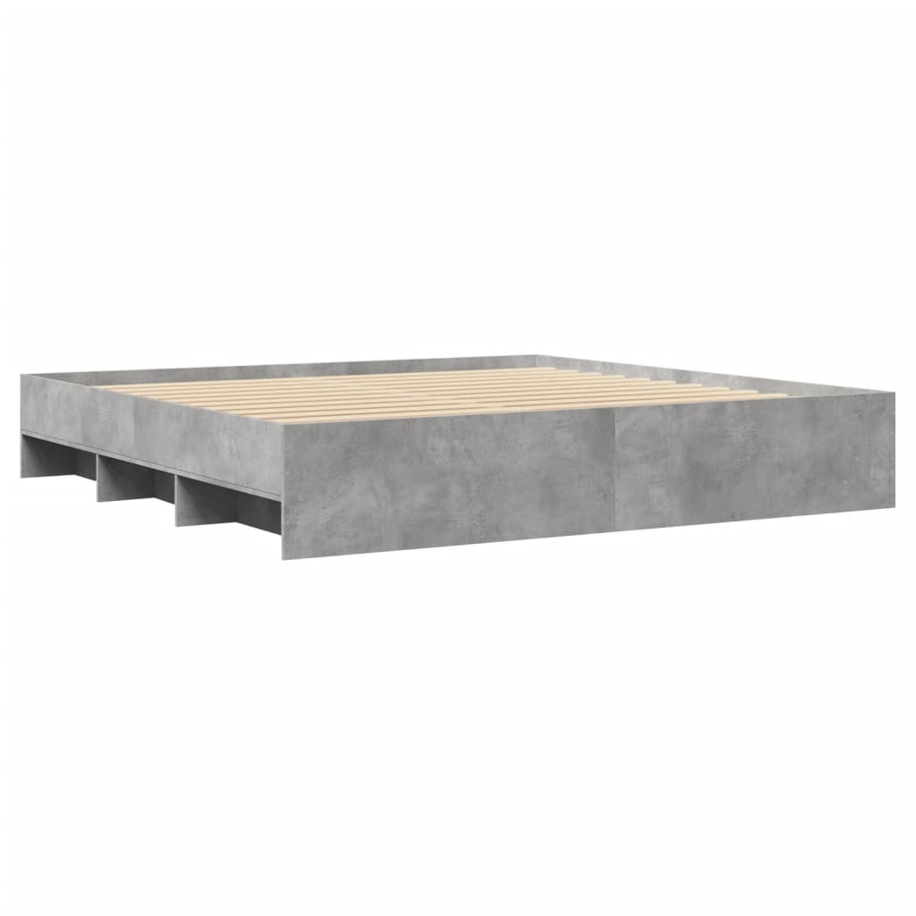 Bed Frame | Concrete Grey | Engineered wood | King | Storage | Bed Frame