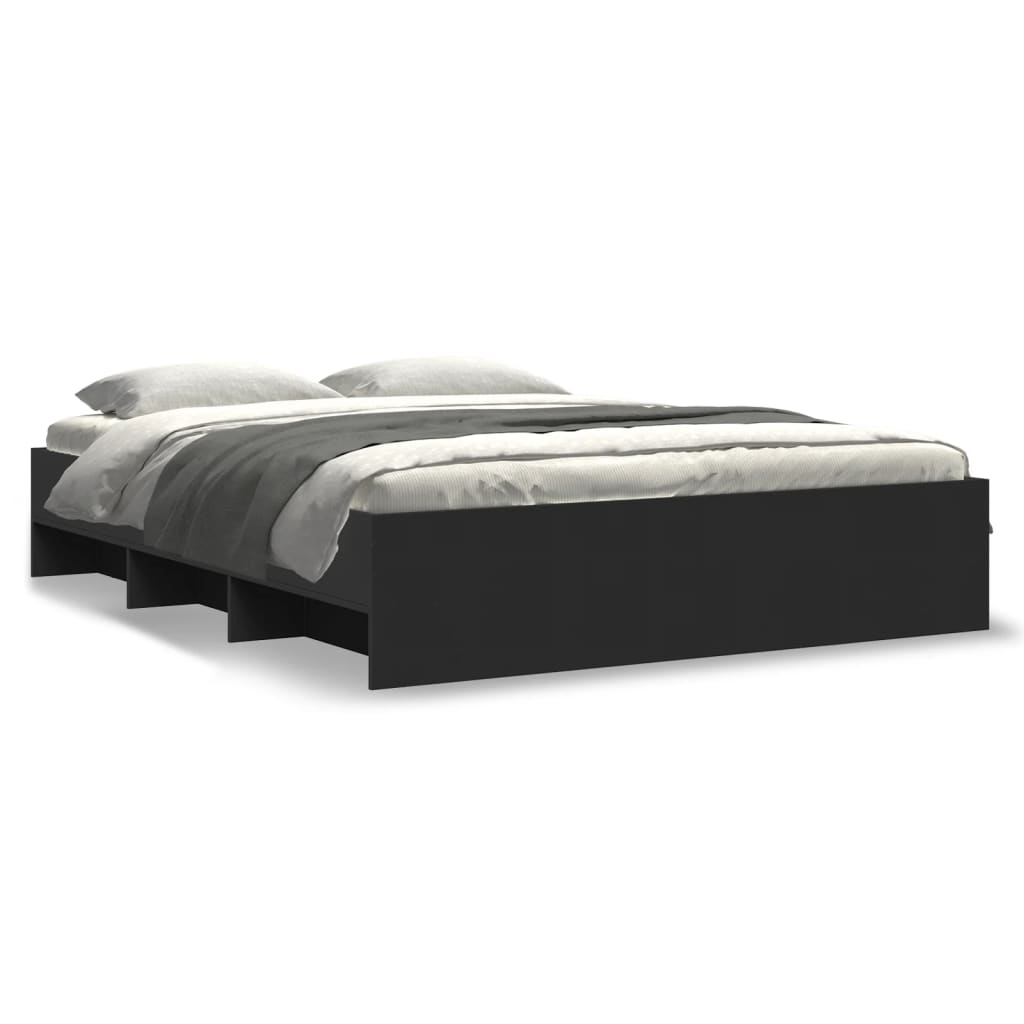 Bed Frame without Mattress Black 150x200 cm King Size Engineered Wood