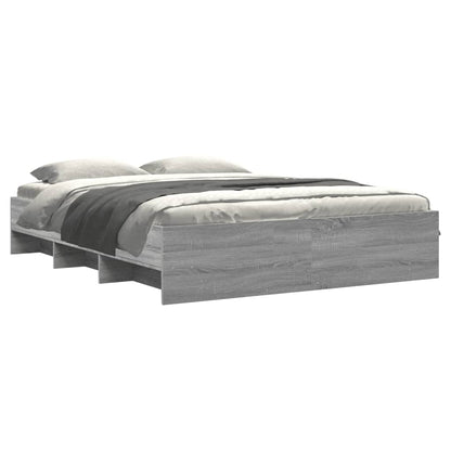 Bed Frame without Mattress Grey Sonoma 150x200 cm King Size Engineered Wood