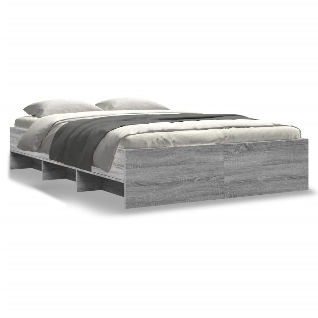 Bed Frame without Mattress Grey Sonoma 140x200 cm Engineered Wood