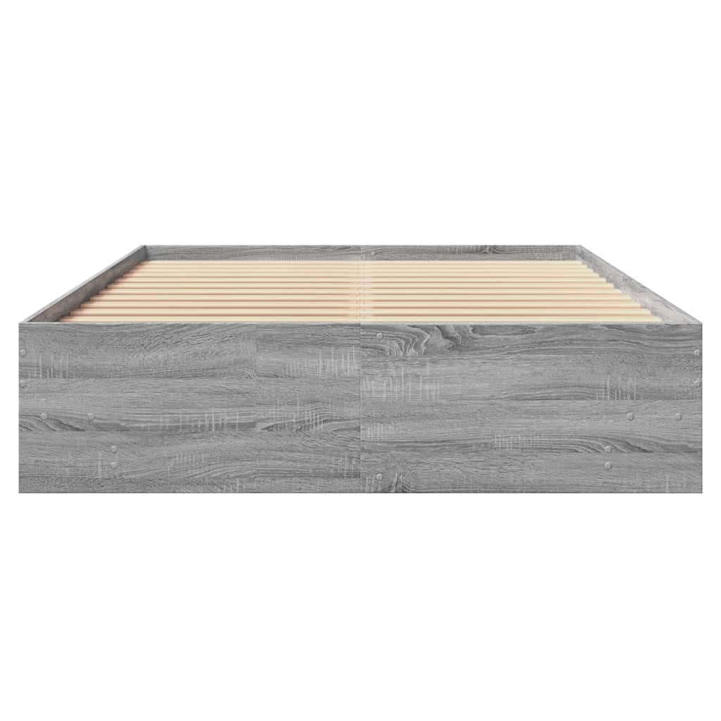 Bed Frame without Mattress Grey Sonoma 140x200 cm Engineered Wood