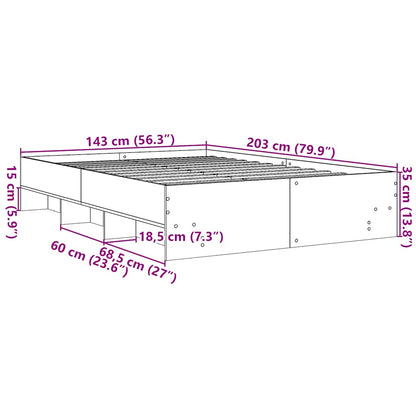 Bed Frame without Mattress Grey Sonoma 140x200 cm Engineered Wood