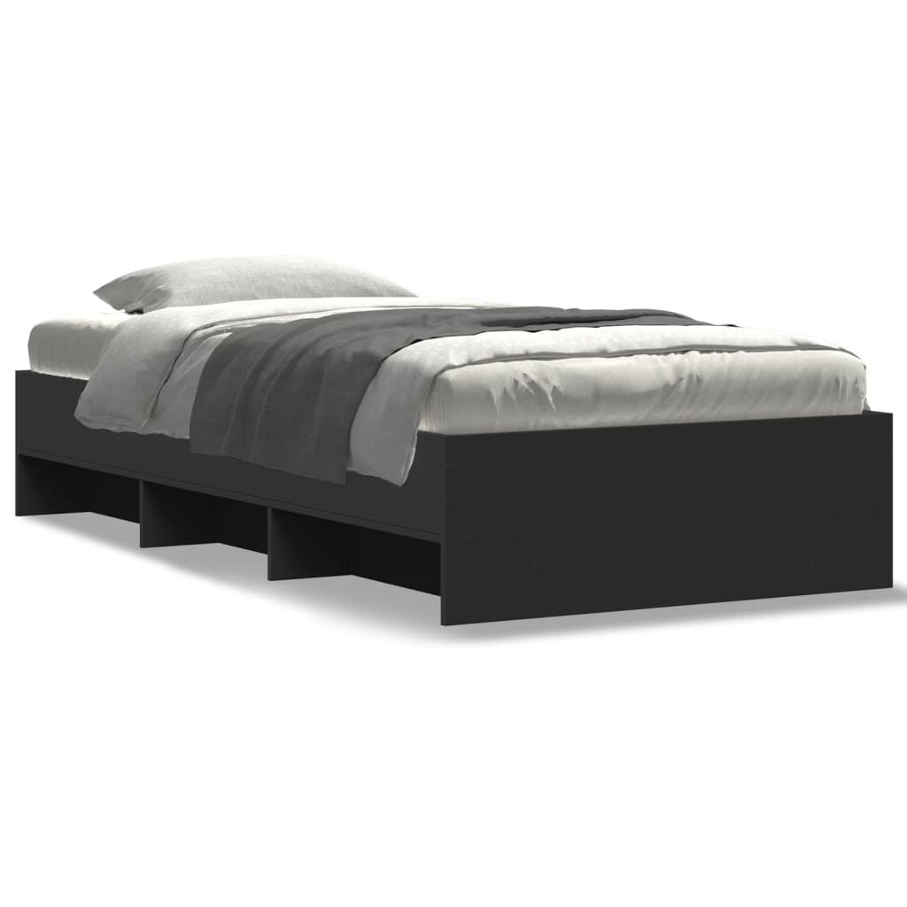 Bed Frame without Mattress Black 100x200 cm Engineered Wood