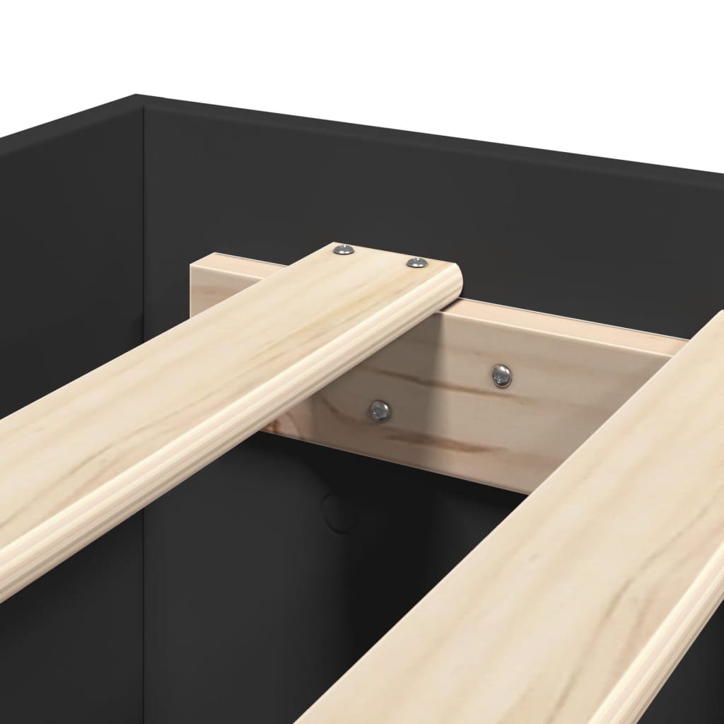 Bed Frame without Mattress Black 100x200 cm Engineered Wood