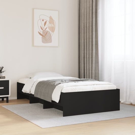 Bed Frame | Black | Engineered wood | Single | Bed Frame | Rectangular