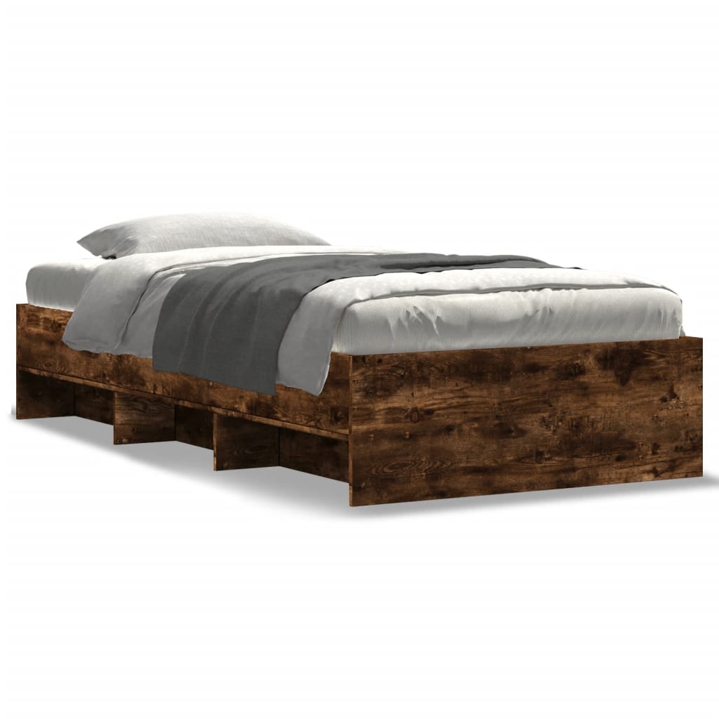 Bed Frame | Smoked Oak | Engineered Wood, Plywood | 90x200 cm | Bed Frame