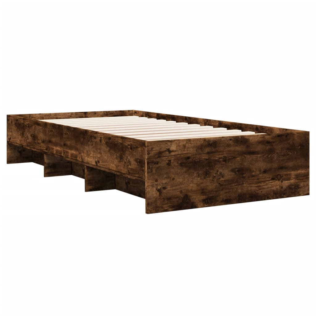 Bed Frame | Smoked Oak | Engineered Wood, Plywood | 90x200 cm | Bed Frame
