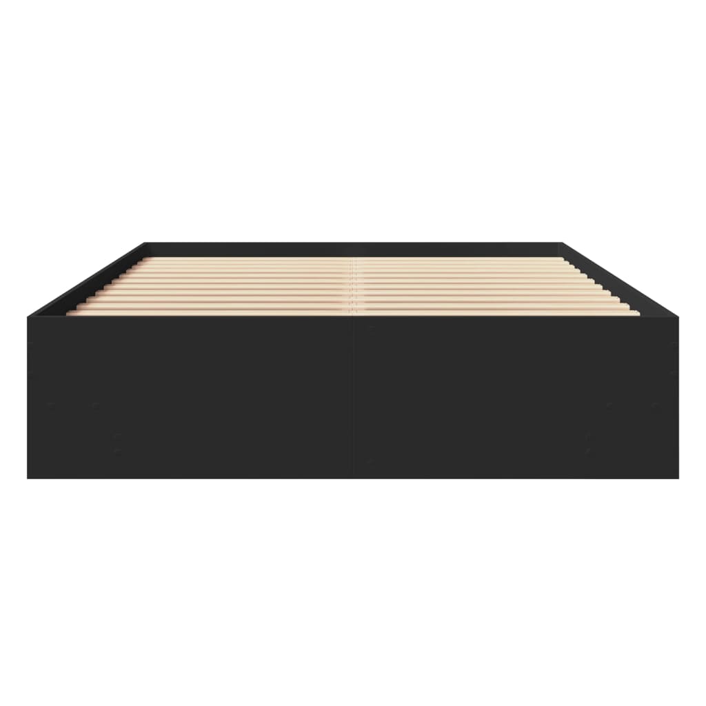 Bed Frame | Black | Engineered Wood | 140x190 cm | Bed Frame