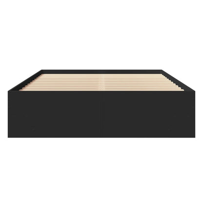 Bed Frame | Black | Engineered Wood | 140x190 cm | Bed Frame