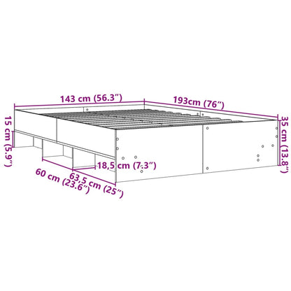 Bed Frame | Black | Engineered Wood | 140x190 cm | Bed Frame