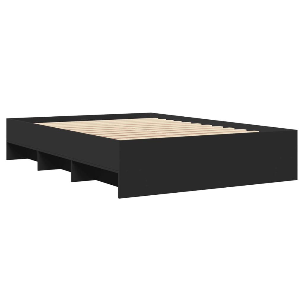 Bed Frame without Mattress Black 135x190 cm Double Engineered Wood