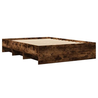 Bed Frame without Mattress Smoked Oak 135x190 cm Double Engineered Wood
