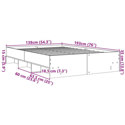 Bed Frame without Mattress Smoked Oak 135x190 cm Double Engineered Wood