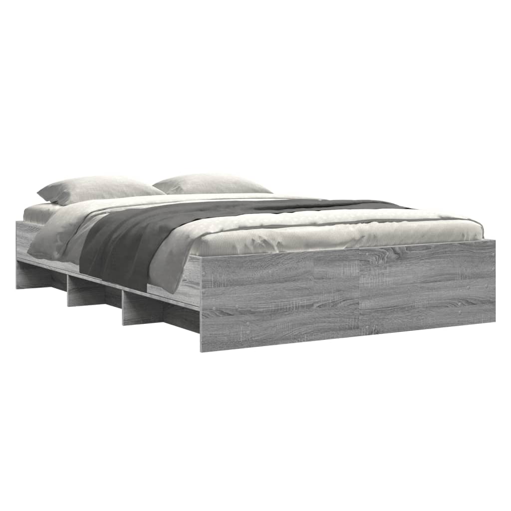 Bed Frame without Mattress Grey Sonoma 135x190 cm Double Engineered Wood
