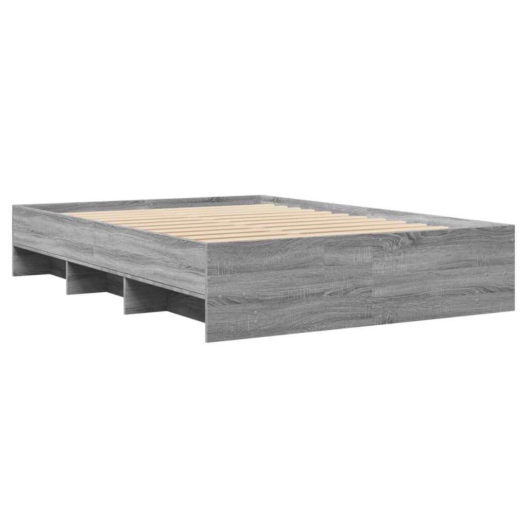 Bed Frame without Mattress Grey Sonoma 135x190 cm Double Engineered Wood